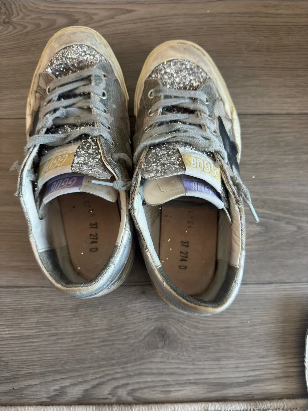 Golden Goose Silver Glitter Star-Accent Platform Sneakers